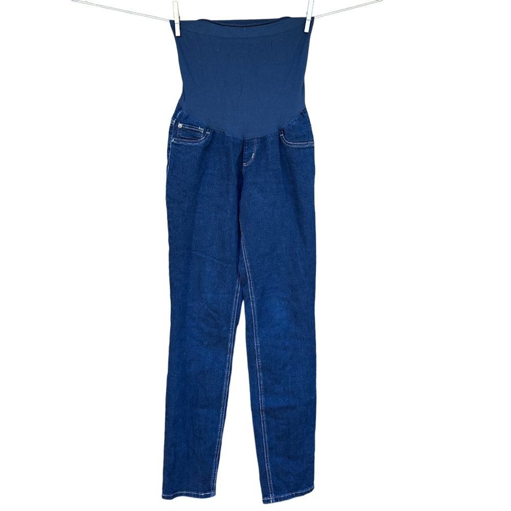 Indigo Dark Blue Maternity Skinny Stretch Size LM - Picture 2 of 15